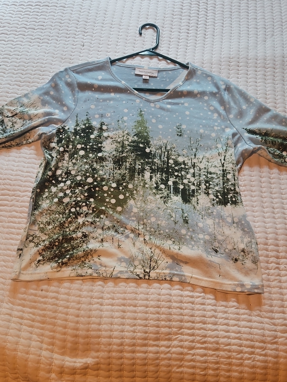 breckenridge Light Blue Forest Print Long Sleeve Tee